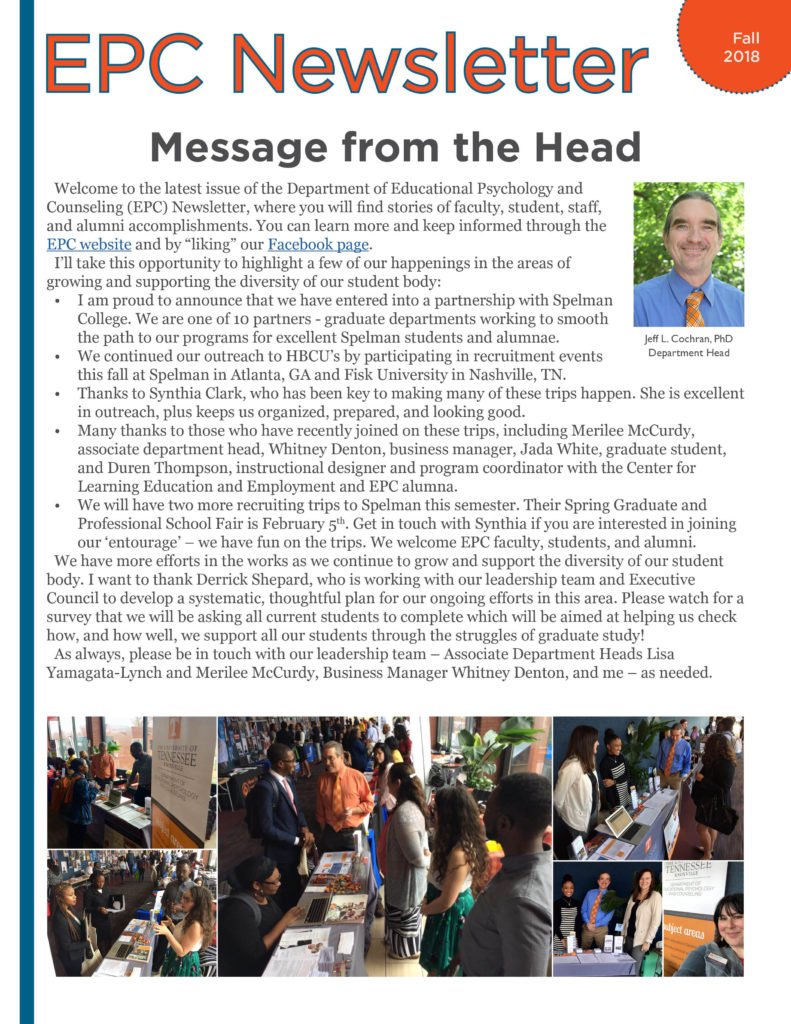 Front page image of fall 2018 EPC Newsletter